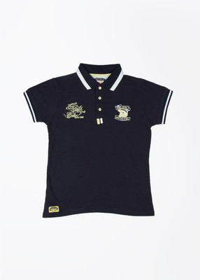 

NautiNati Boys Solid Cotton T Shirt(Dark Blue, Pack of 1, Navy