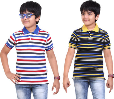 

Dongli Boys Striped T Shirt(Black, Pack of 2), Combo color