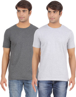 

Ap'pulse Solid Men's Round Neck Grey, Grey T-Shirt(Pack of 2), _amel_gmel