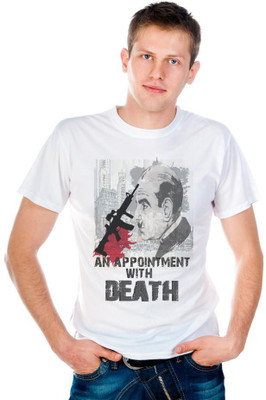 

6th Cross Graphic Print Men's Round Neck White T-Shirt