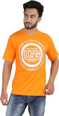 

Checkers Bay Printed Men's Round Neck Orange T-Shirt