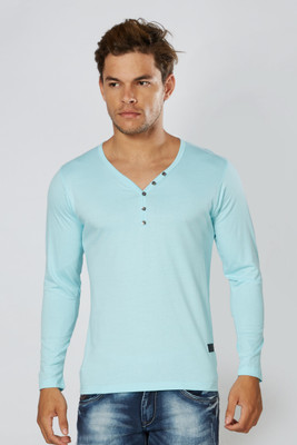 

Alan Jones Solid Men's Henley Light Blue T-Shirt