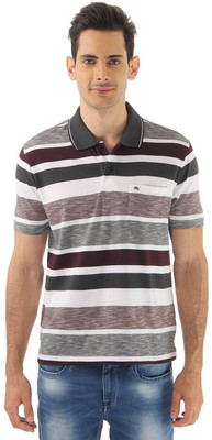 

Monte Carlo Striped Men's Polo Neck Brown, White T-Shirt