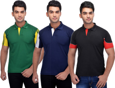 Lannister Printed Men's Polo Neck Black T-Shirt(Pack of 3)