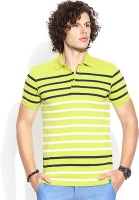 

United Colors of Benetton Striped Men's Polo Neck Yellow T-Shirt, 903