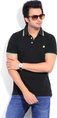 

United Colors of Benetton Solid Men's Polo Neck Black T-Shirt, 100