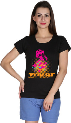 

Faireno Printed Women' Round Neck Black T-Shirt