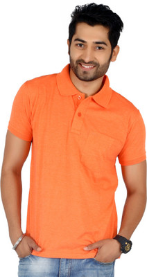 

Awack Solid Men's Polo Neck Orange T-Shirt