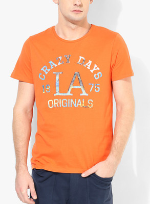 

Jack & Jones Graphic Print Men' Round Neck Orange T-Shirt, Nasturtium