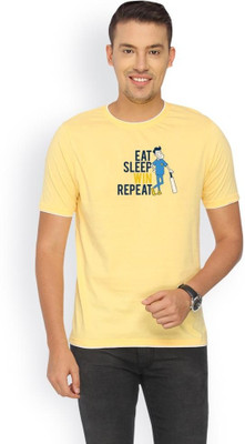 

Campus Sutra Solid Men Round Neck Yellow T-Shirt