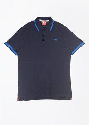 

Puma Solid Men's Polo Neck Blue T-Shirt, Peacoat