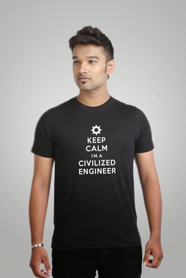 

Campus Sutra Printed Men Round Neck Black T-Shirt