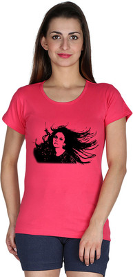 

Faireno Printed Women' Round Neck Pink T-Shirt