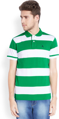 

Parx Striped Men's Polo Neck Green T-Shirt