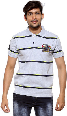 

Sports 52 Wear Striped Men's Polo Neck Grey T-Shirt, Melange
