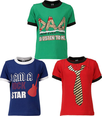 

Gkidz Boys Printed T Shirt(Multicolor, Pack of 3, Black
