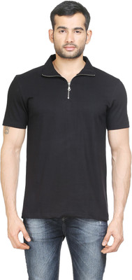 

Poshuis Solid Men's Polo Neck Black T-Shirt
