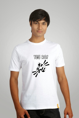 

Campus Sutra Printed Men Round Neck White T-Shirt