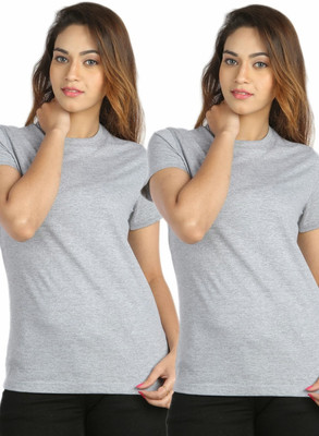

Campus Sutra Solid Women' Round Neck Grey T-Shirt(Pack of 2