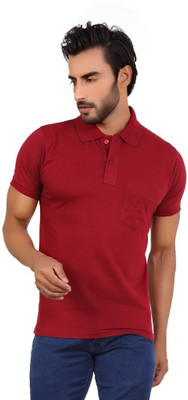 

Awack Solid Men's Polo Neck Maroon T-Shirt