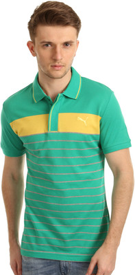 

Puma Striped Men's Polo Neck Green T-Shirt, Vivid green