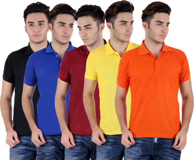 

Sanvi Traders Solid Men Polo Neck Multicolor T-Shirt(Pack of 5