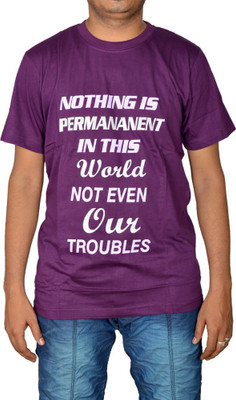 

Revinfashions Solid Men's Round Neck Reversible Purple T-Shirt