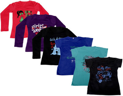 Indistar Printed Women Round Neck Purple, Red, Blue, Black T-Shirt