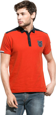 

Mufti Solid Men's Polo Neck Orange T-Shirt