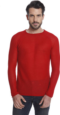 Jack & Jones Solid Men Round Neck Red T-Shirt at flipkart