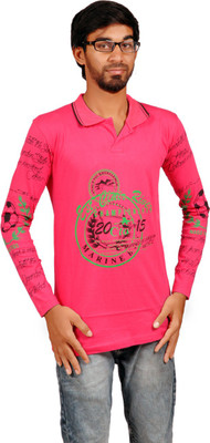 

Harsha Printed Men's Polo Neck Pink T-Shirt
