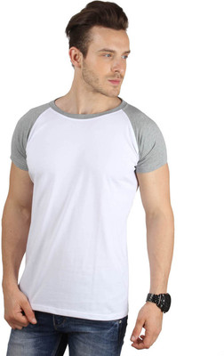 

SayItLoud Solid Men's Round Neck Grey, White T-Shirt