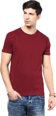 

Izinc Solid Men' Round Neck Maroon T-Shirt