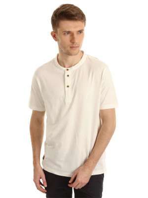 

Indian Terrain Solid Men' Henley White T-Shirt, Ecru