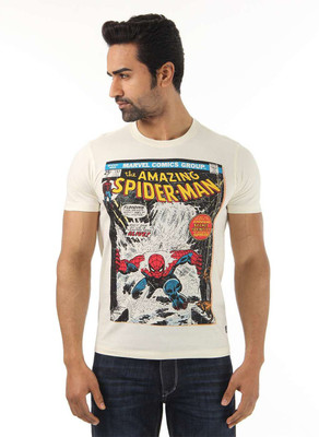 

Flying Machine Graphic Print Men's Round Neck White T-Shirt, Antique white
