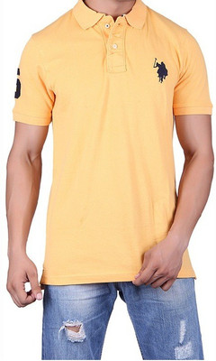 

Ganesh Creation Solid Men's Polo Neck Yellow T-Shirt, Mango yellow