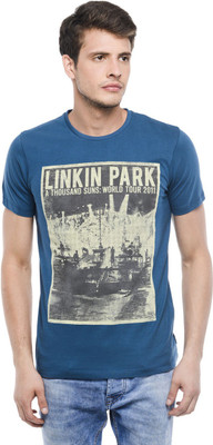 

Linkin Park Printed Men's Round Neck Blue T-Shirt, Mallard blue