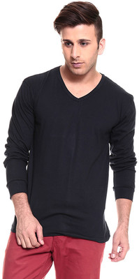 

Izinc Solid Men's V-neck Dark Blue T-Shirt, Navy blue