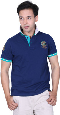 

Proline Solid Men' Flap Collar Neck Blue T-Shirt
