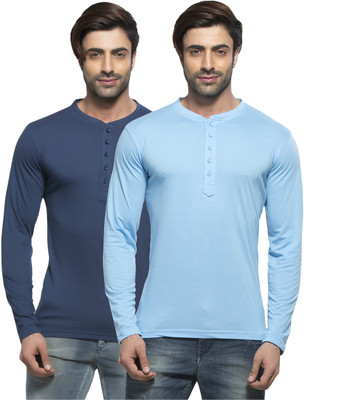 

Alan Jones Solid Men's Henley Light Blue, Dark Blue T-Shirt(Pack of 2, Navy;sky