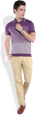 

Park Avenue Striped Men's Polo Neck Purple T-Shirt