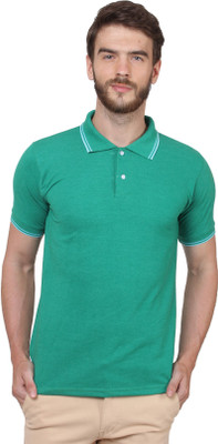 

SayItLoud Solid Men's Polo Neck Green T-Shirt, Green melange