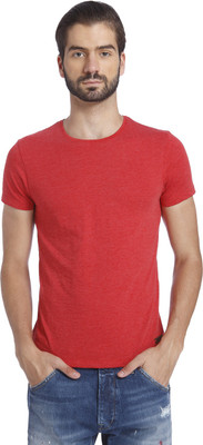 

Jack & Jones Solid Men's Round Neck Red T-Shirt, Barbados cherry