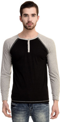 

Mi Moda Solid Men's Round Neck Black, Grey T-Shirt