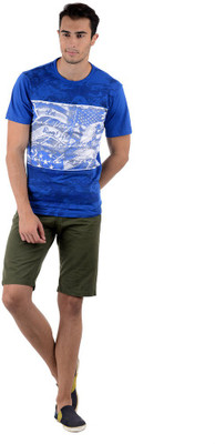 

Keywest Graphic Print Men's Round Neck Blue, White T-Shirt