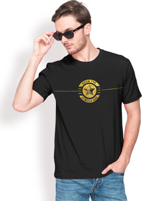 

Foyld Graphic Print Men's Round Neck Black, Gold T-Shirt