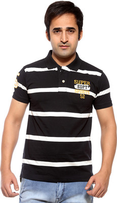 

Sports 52 Wear Striped Men's Polo Neck Black T-Shirt