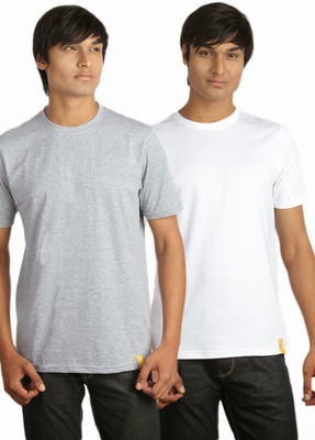 

Campus Sutra Solid Men Round Neck Grey, White T-Shirt(Pack of 2)