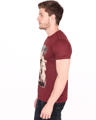 

Fritzberg Printed Men's Round Neck Maroon T-Shirt