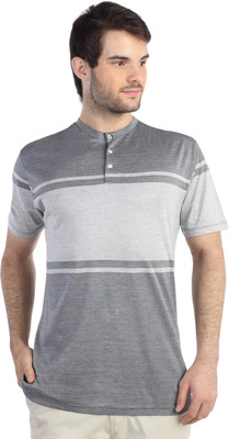 

Blackberrys Striped Men's Henley Grey T-Shirt